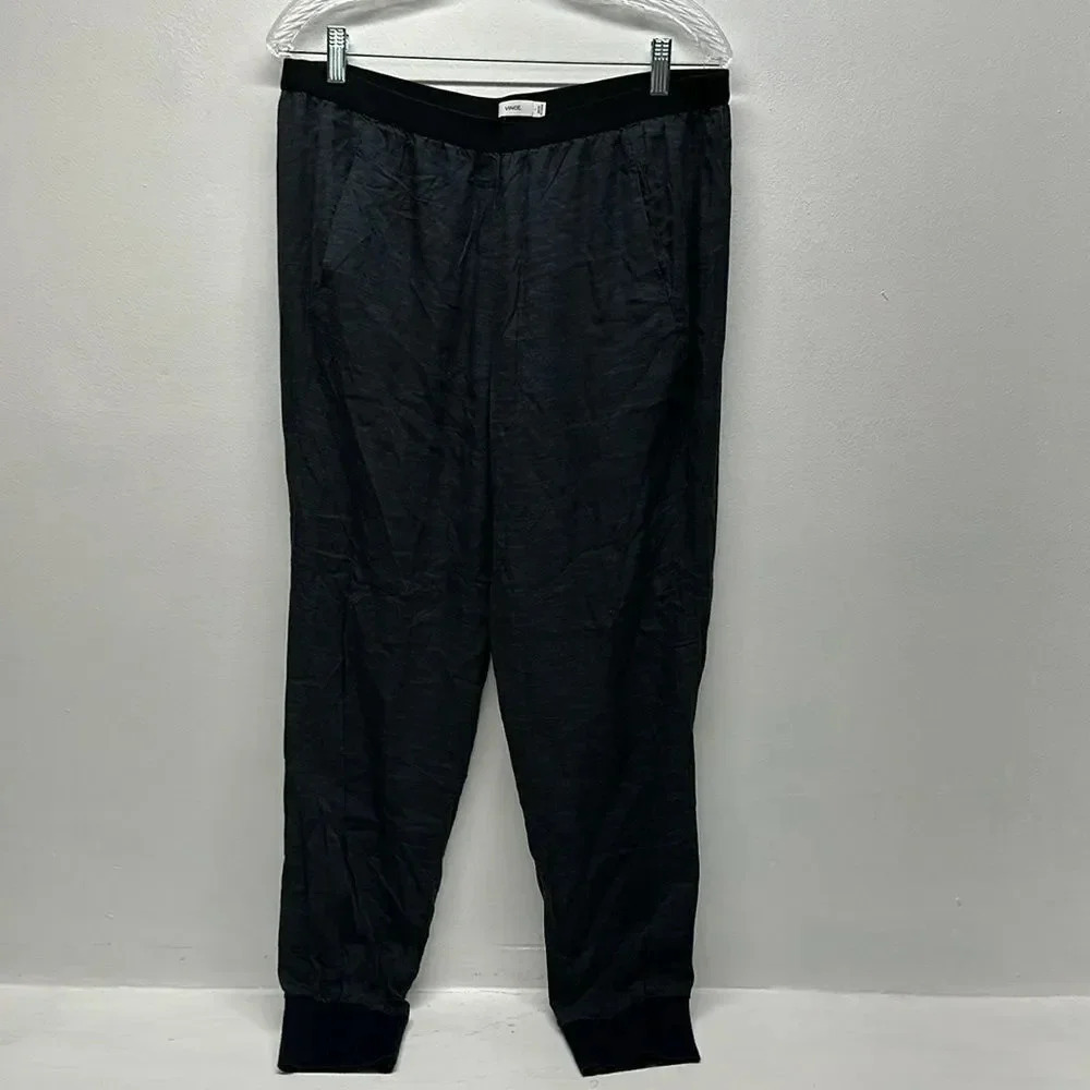 Vince Jogger Pants Elastic Waist Pull On Pockets Modal Marbled Black Size Large